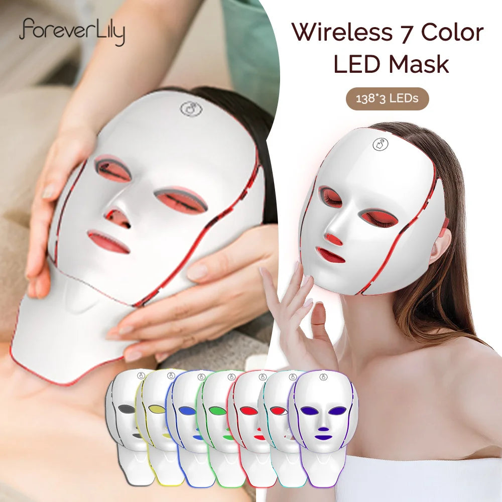 Face Neck Beauty Mask 7 Colors Light LED Mask Photon