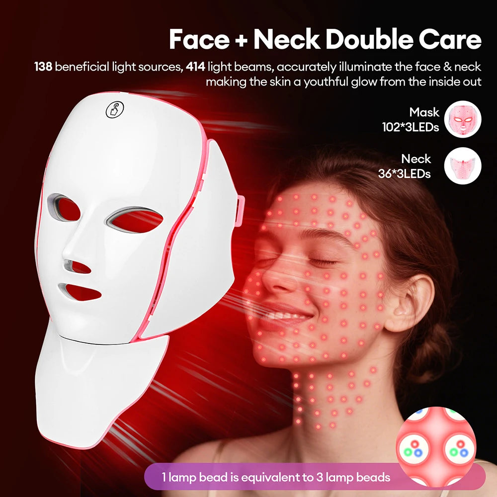 Face Neck Beauty Mask 7 Colors Light LED Mask Photon