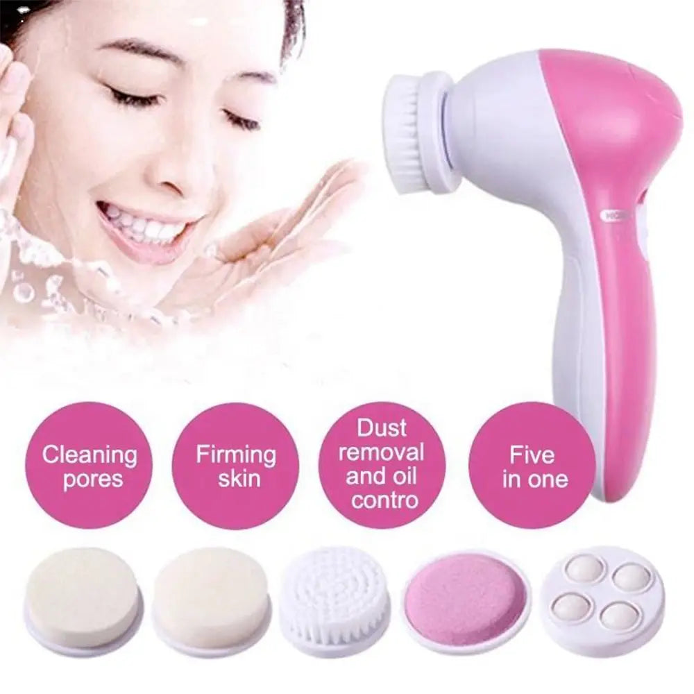 Electric Facial Cleaner 5 IN 1 Face Cleansing Brush Wash
